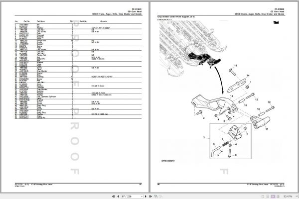 John Deere Folding Corn Head C16F Parts Catalog PC13731 04 2