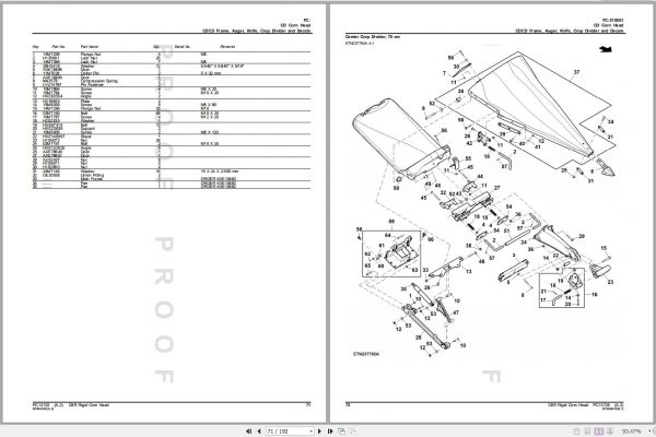 John Deere Folding Corn Head C18F Parts Catalog PC13732 04 2