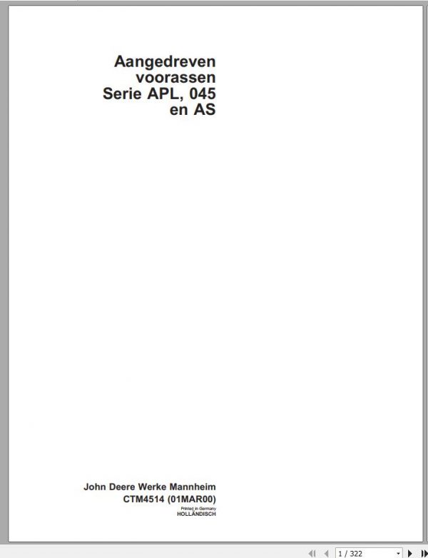 John Deere Front Axle APL 045 AS Technical Manual CTM4514 NE 1