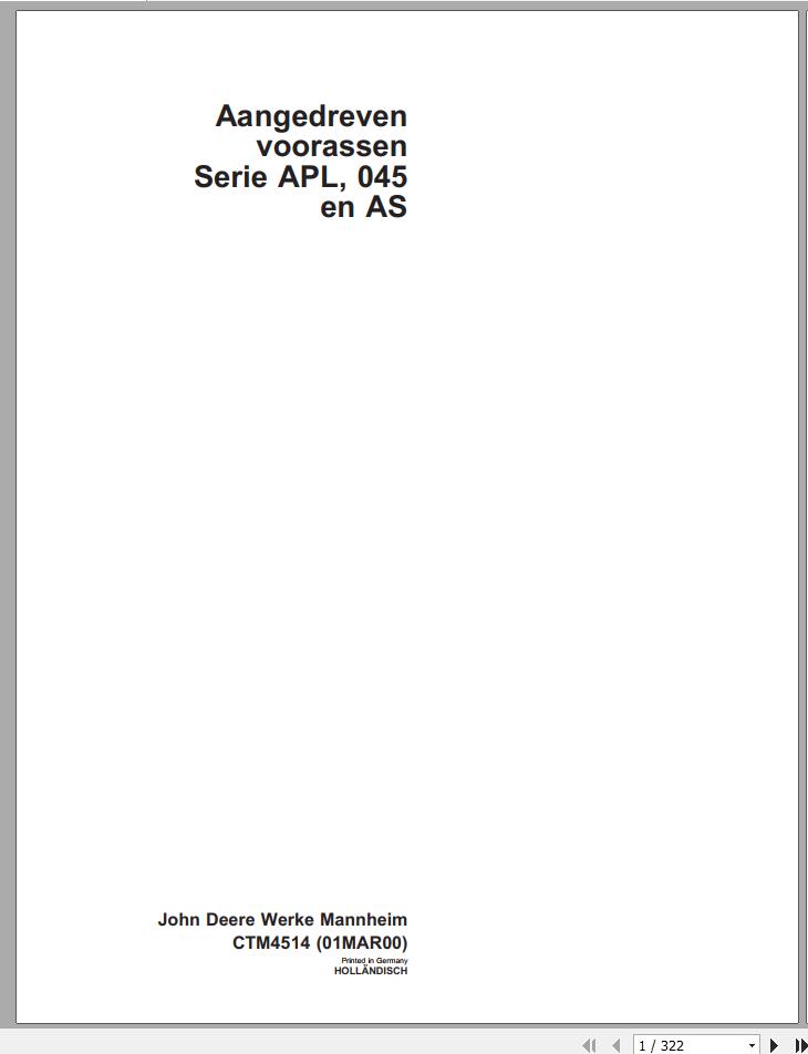 John Deere Front Axle APL 045 AS Technical Manual CTM4514 NE 1