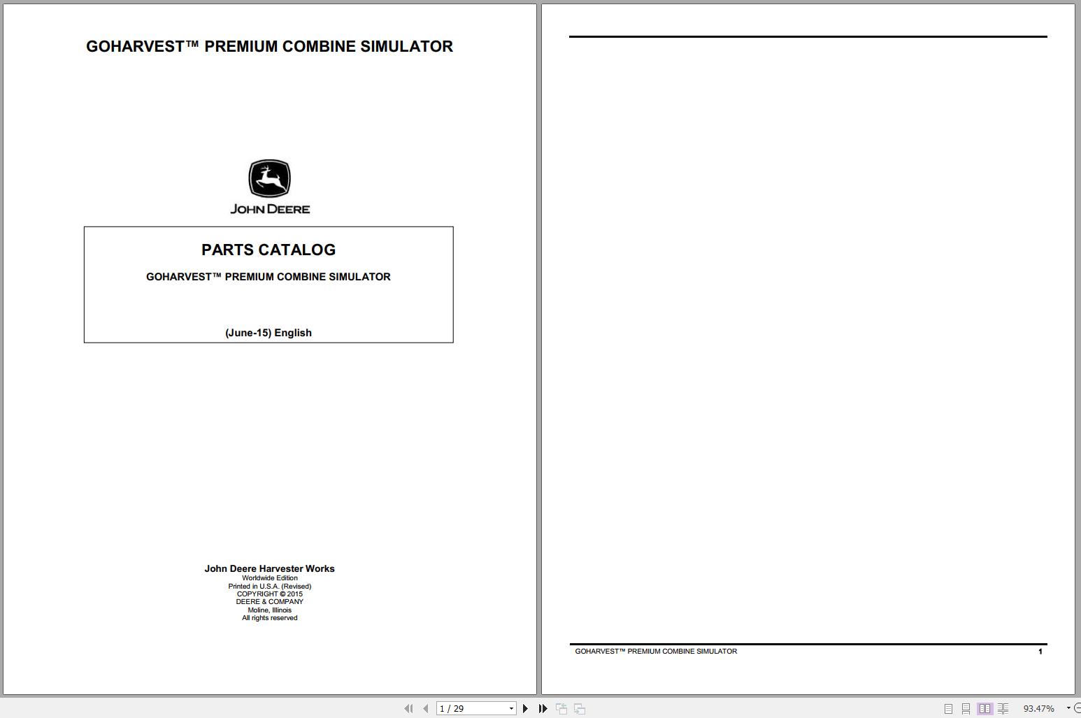 John Deere Goharvest Premium Combine Simulator Parts Catalog 06 1