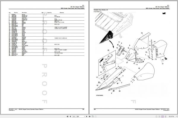 John Deere Hinged Frame Draper Platform HD40R Parts Catalog PC13711 04 2