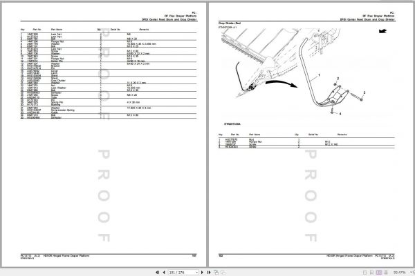 John Deere Hinged Frame Draper Platform HD45R Parts Catalog PC13712 04 2
