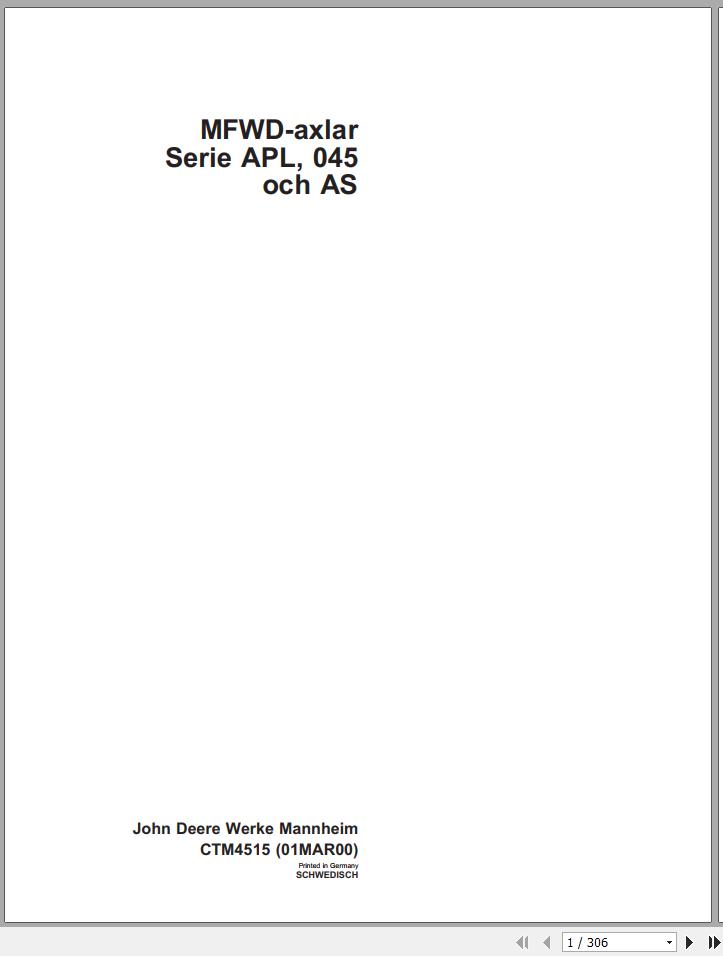 John Deere MFWD Axlar APL Series 045 AS Technical Manual CTM4515 SE 1