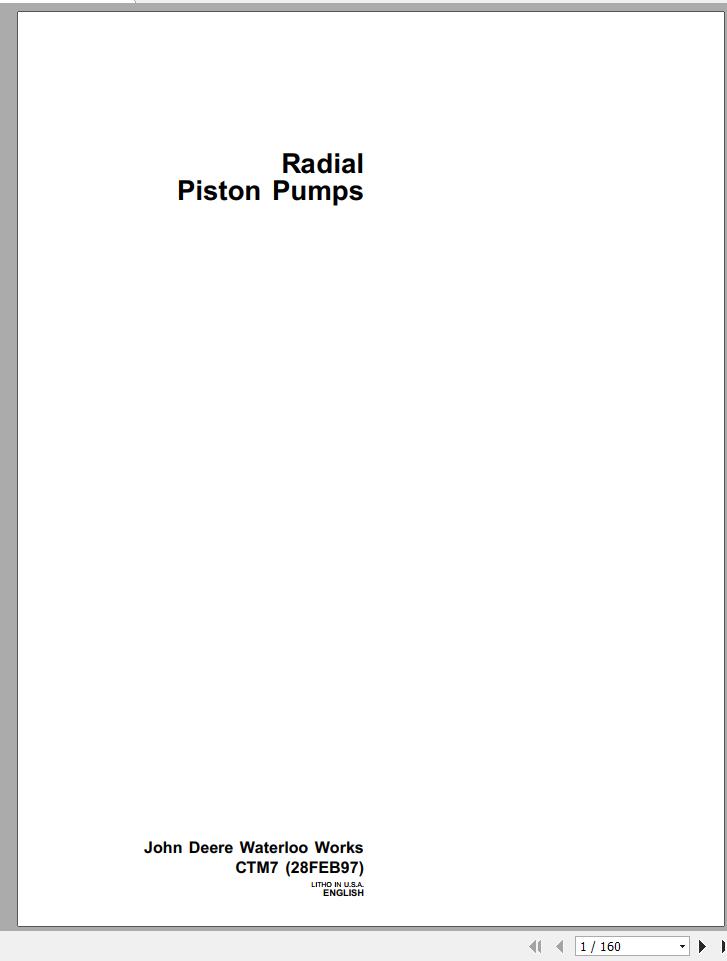 John Deere Radial Piston Pumps Tehnical Manual CTM7 1