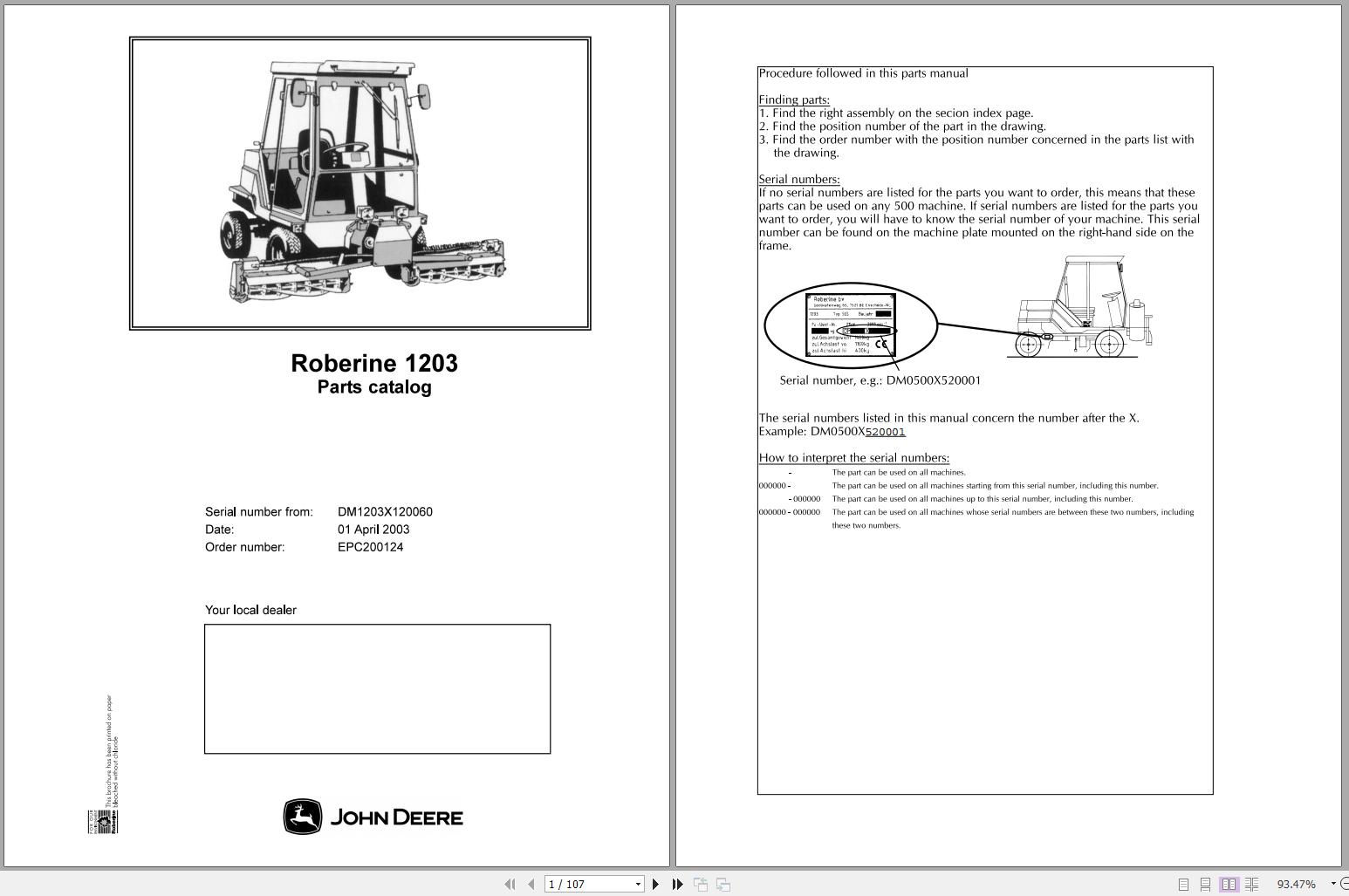 John Deere Rigid Corn Head C18R Parts Catalog PC13728 04 1