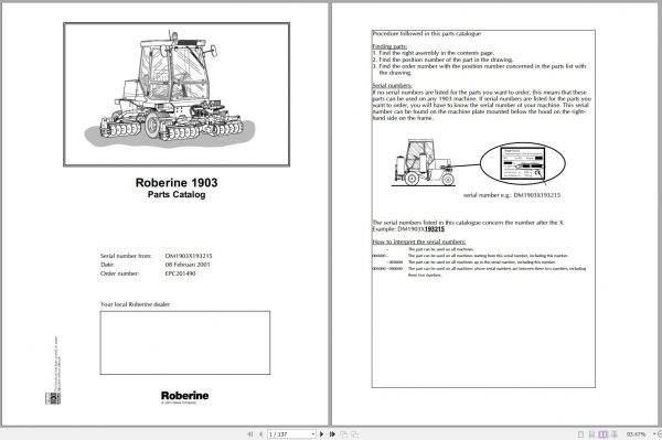 John Deere Robering 1203 DM1203X120060 Parts Catalog 04 1