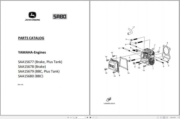 John Deere Yamaha Engines SAA15677 SAA15678 SAA15679 SAA15680 Parts Catalog 03 1
