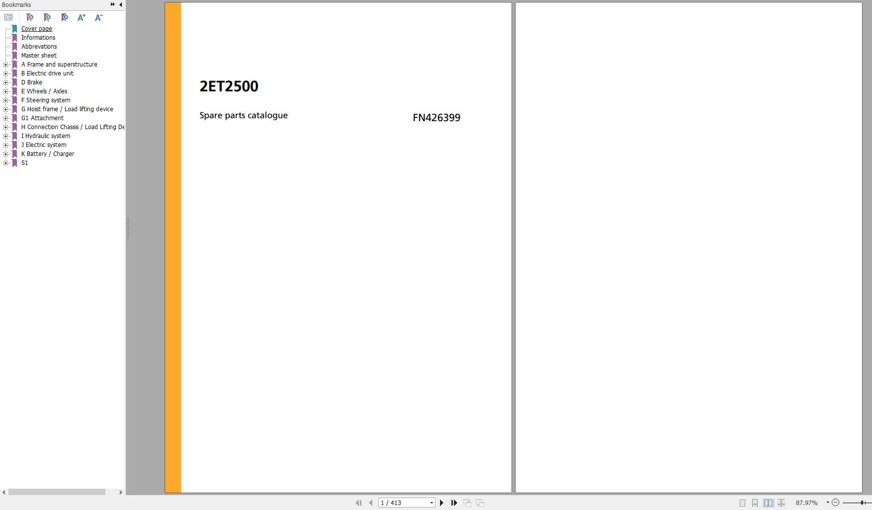 Jungheinrich Forklift 2ET2500 Spare Parts Manual FN426399 1