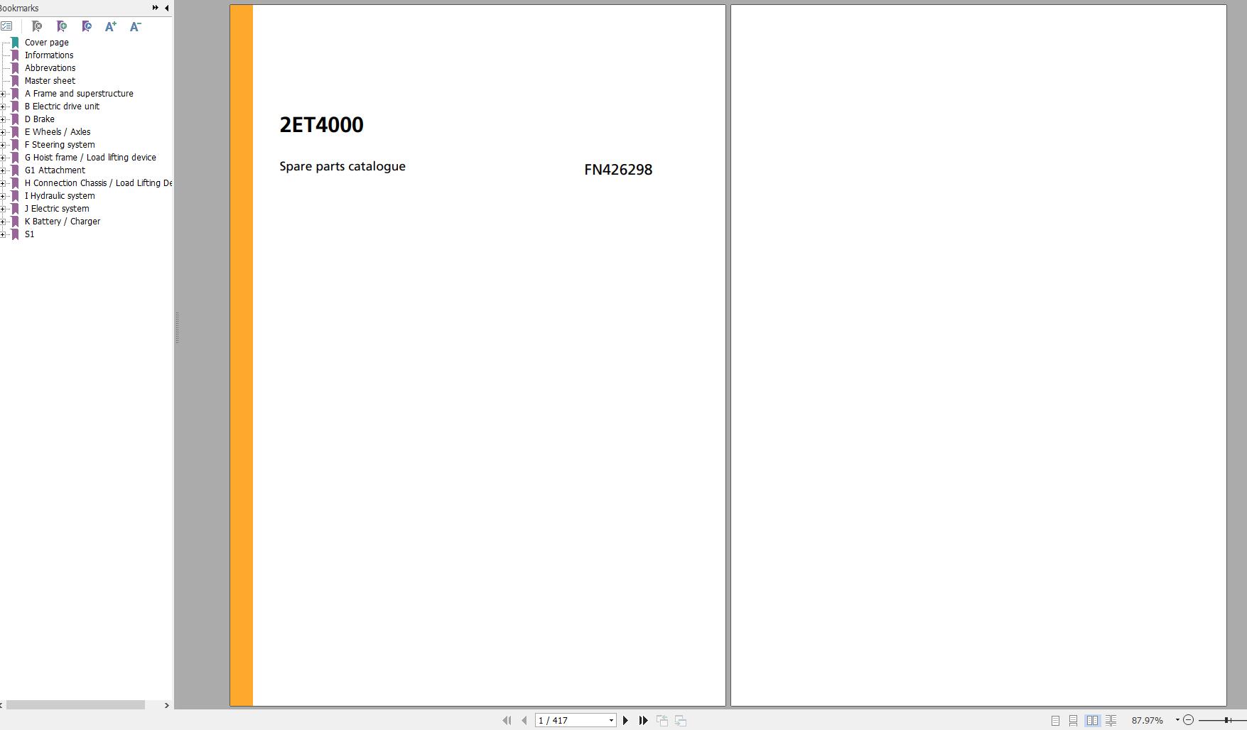 Jungheinrich Forklift 2ET4000 Spare Parts Manual FN426298 1