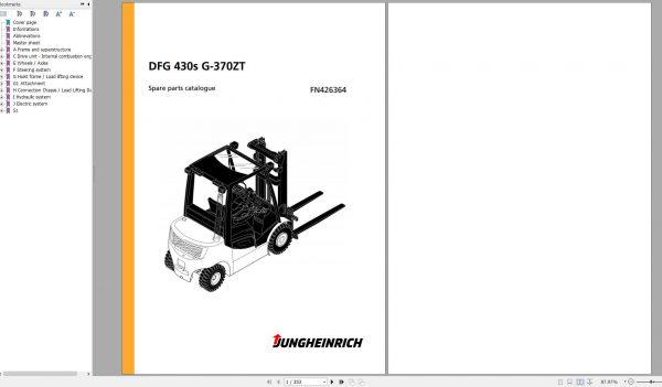 Jungheinrich Forklift DFG 430s G 370ZT Spare Parts Manual FN426364 1