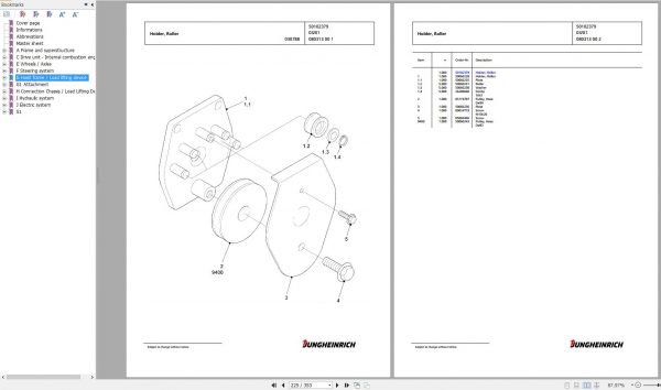 Jungheinrich Forklift DFG 430s G 370ZT Spare Parts Manual FN426364 2