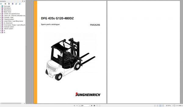 Jungheinrich Forklift DFG 435s G120 480DZ Spare Parts Manual FN426206 1