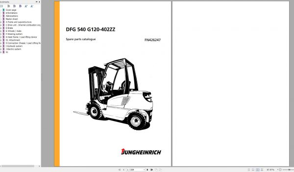 Jungheinrich Forklift DFG 540 G120 402ZZ Spare Parts Manual FN426247 1