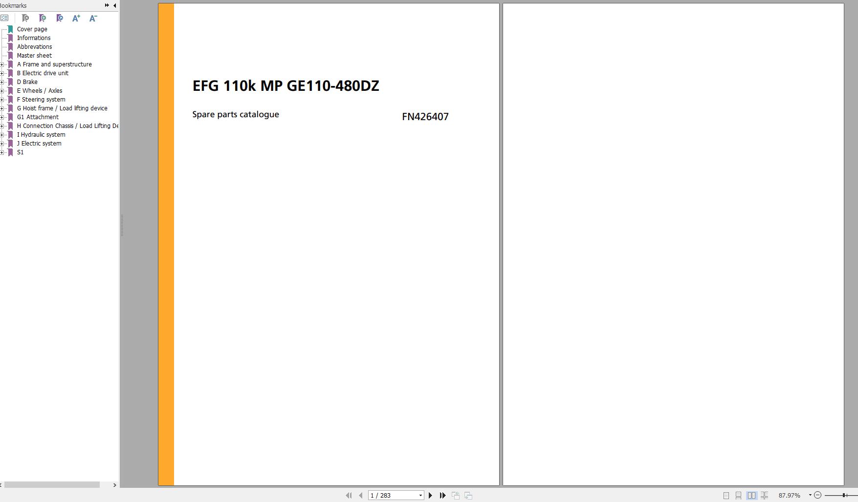 Jungheinrich Forklift EFG 110k MP GE110 480DZ Spare Parts Manual FN426407 1