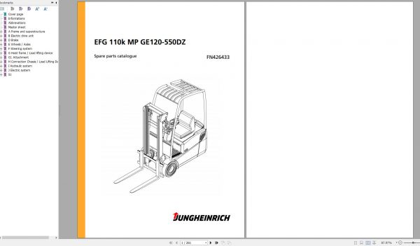 Jungheinrich Forklift EFG 110k MP GE120 550DZ Spare Parts Manual FN426433 1