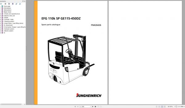 Jungheinrich Forklift EFG 110k SP GE115 450DZ Spare Parts Manual FN426426 1