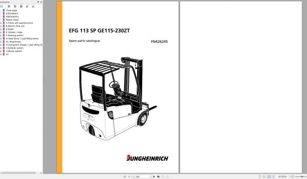 Jungheinrich Forklift EFG 113 SP GE115 230ZT Spare Parts Manual FN426245 1