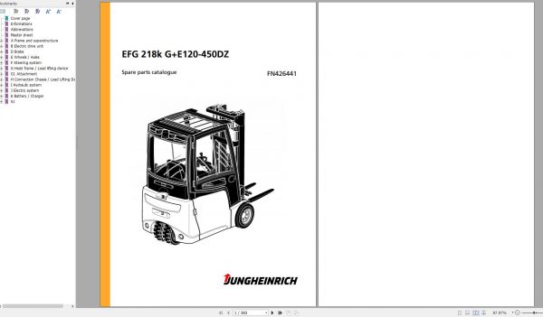 Jungheinrich Forklift EFG 218k GE120 450DZ Spare Parts Manual FN426441 1