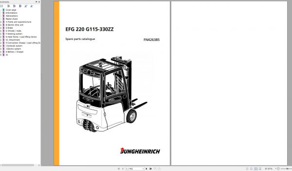 Jungheinrich Forklift EFG 220 G115 330ZZ Spare Parts Manual FN426385 1