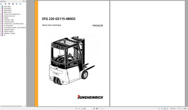 Jungheinrich Forklift EFG 220 GE115 480DZ Spare Parts Manual FN426228 1