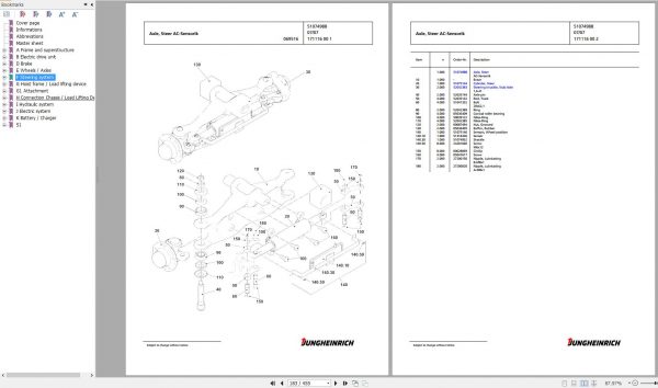 Jungheinrich Forklift EFG 316 GE115 450DZ Spare Parts Manual FN426434 2