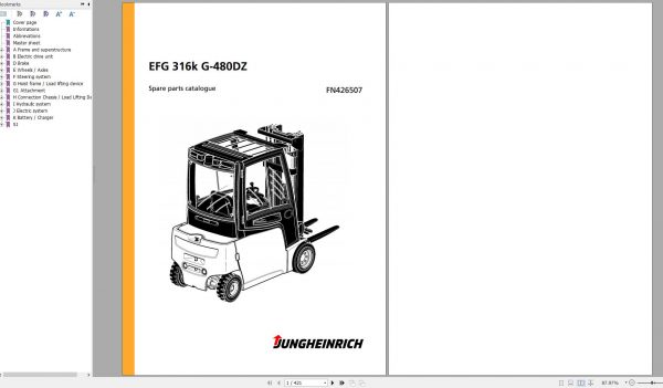 Jungheinrich Forklift EFG 316k G 480DZ Spare Parts Manual FN426507 1