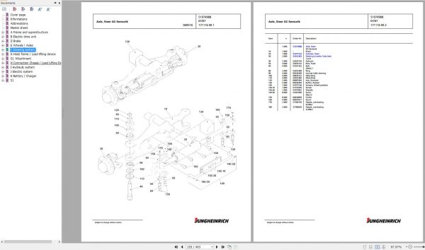 Jungheinrich Forklift EFG 316k G160 480DZ Spare Parts Manual FN426498 2