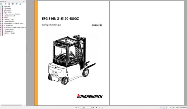 Jungheinrich Forklift EFG 316k GE120 480DZ Spare Parts Manual FN426248 1