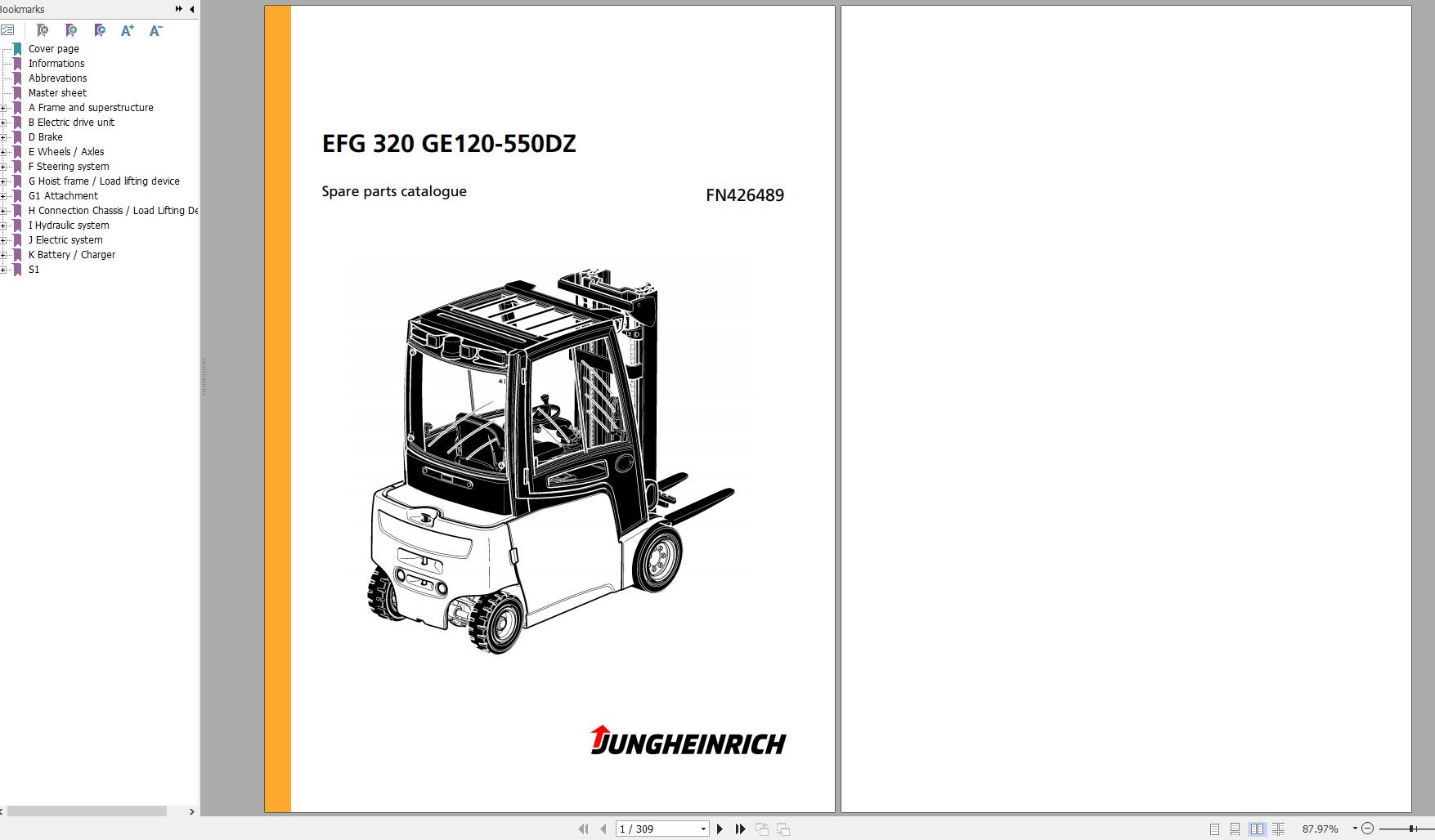 Jungheinrich Forklift EFG 320 GE120 550DZ Spare Parts Manual FN426489 1