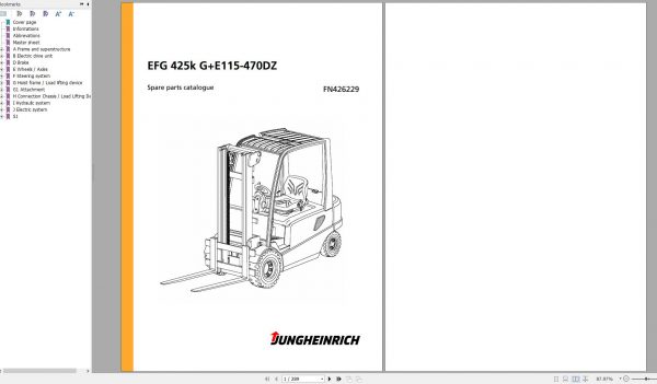 Jungheinrich Forklift EFG 425k GE115 470DZ Spare Parts Manual FN426229 1