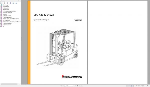 Jungheinrich Forklift EFG 430 G 310ZT Spare Parts Manual FN426343 1