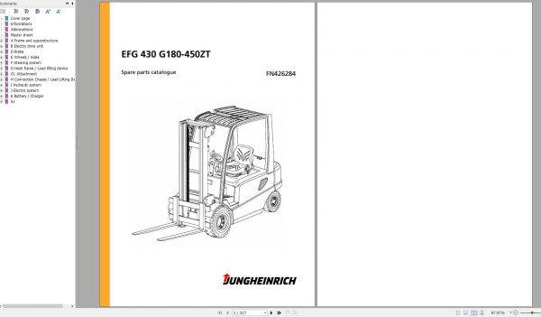 Jungheinrich Forklift EFG 430 G180 450ZT Spare Parts Manual FN426284 1