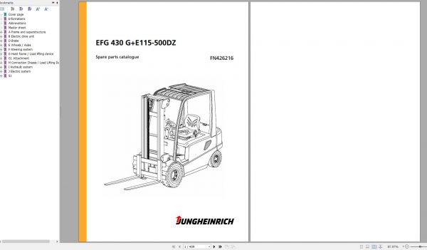 Jungheinrich Forklift EFG 430 GE115 500DZ Spare Parts Manual FN426216 1