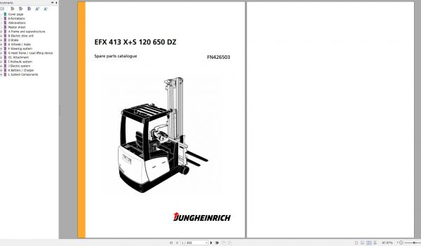 Jungheinrich Forklift EFX 413 XS 120 650 DZ Spare Parts Manual FN426503 1