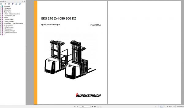 Jungheinrich Forklift EKS 210 ZI 080 600 DZ Spare Parts Manual FN426394 1