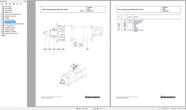 Jungheinrich Forklift EKS 312 ZI 120 850 ZT Spare Parts Manual FN426446 2