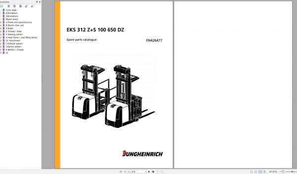 Jungheinrich Forklift EKS 312 ZS 100 650 DZ Spare Parts Manual FN426477 1
