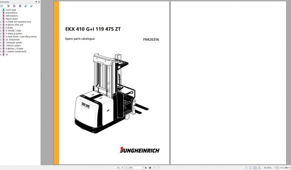 Jungheinrich Forklift EKX 410 GI 119 475 ZT Spare Parts Manual FN426356 1