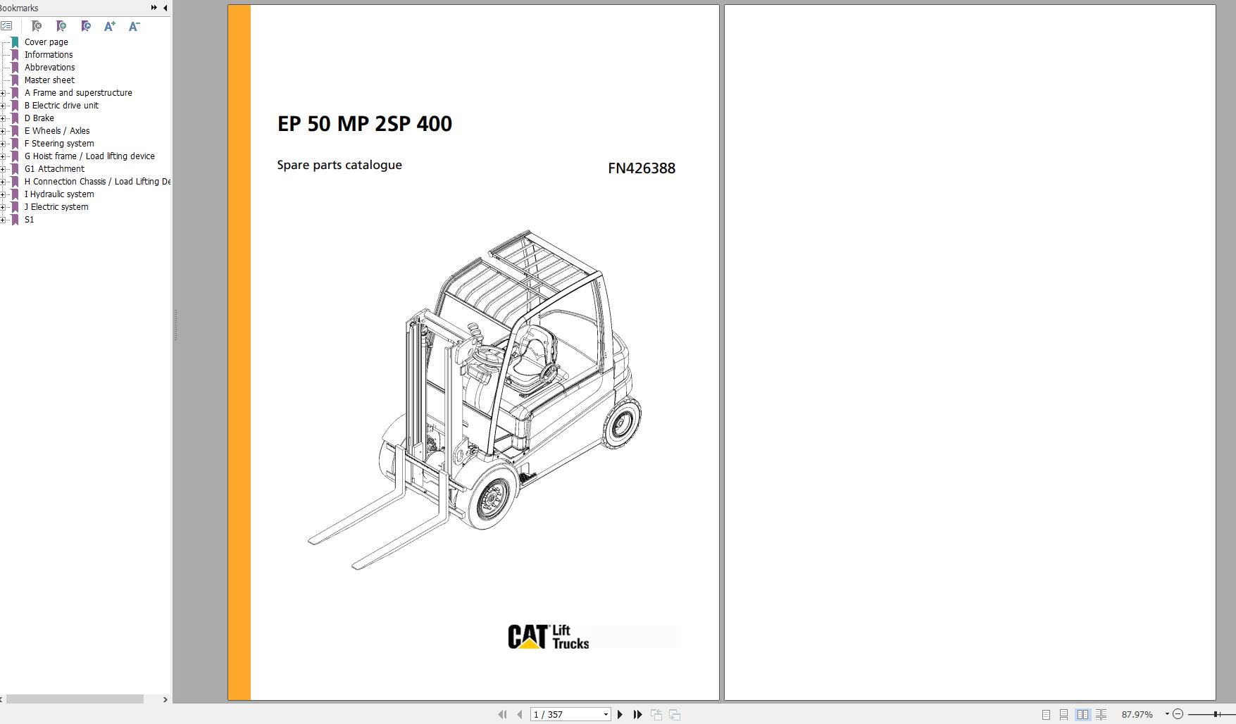 Jungheinrich Forklift EP 50 MP 2SP 400 Spare Parts Manual FN426388 1