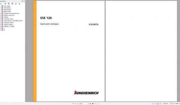Jungheinrich Forklift ESE 120 Spare Parts Manual 91654076 1