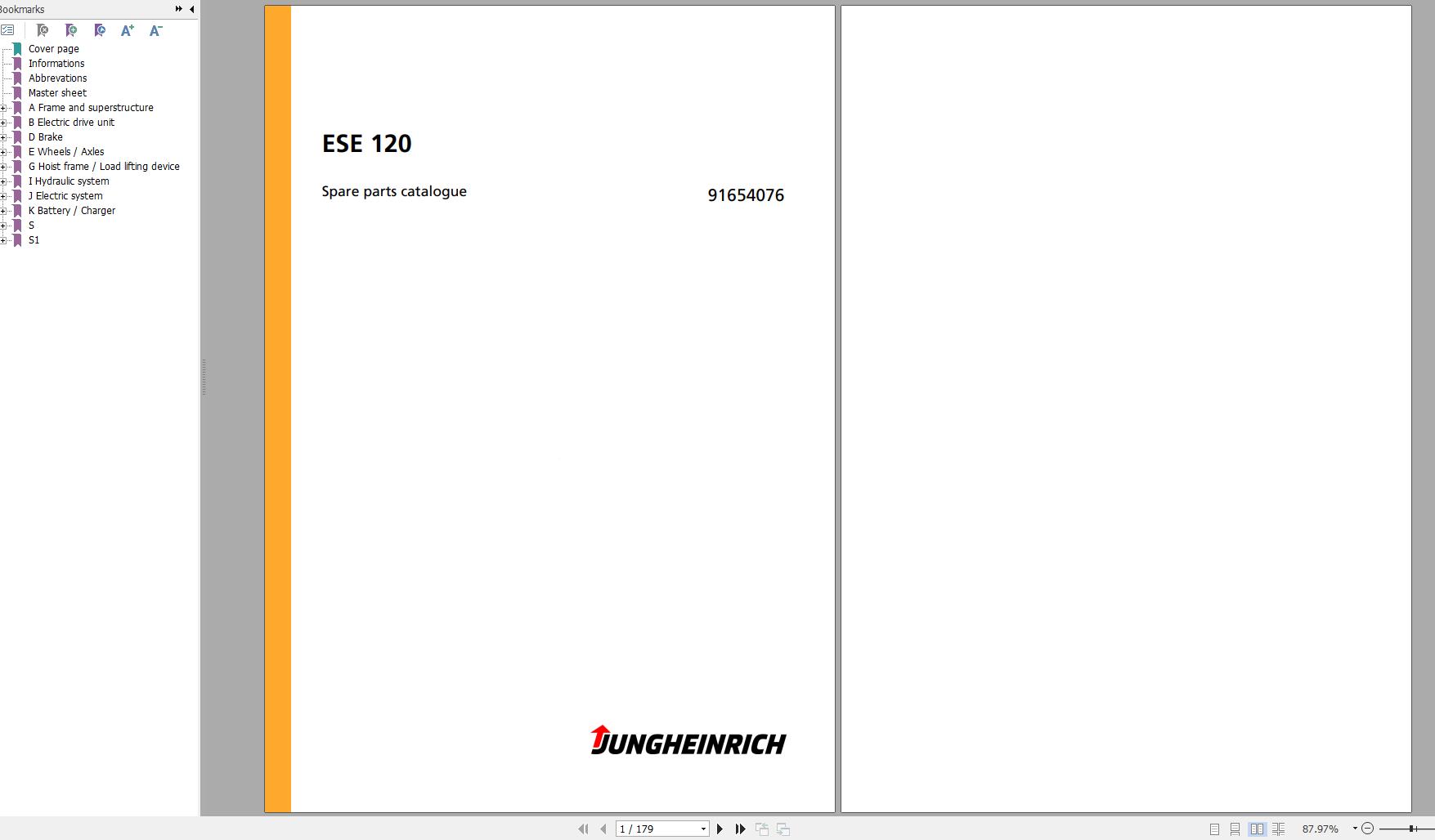 Jungheinrich Forklift ESE 120 Spare Parts Manual 91654076 1