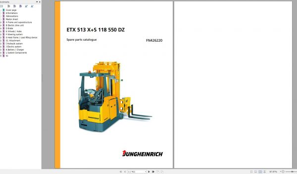 Jungheinrich Forklift ETX 513 XS 118 550 DZ Spare Parts Manual FN426220 1