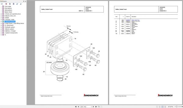 Jungheinrich Forklift ETX 513 XS 118 550 DZ Spare Parts Manual FN426220 2