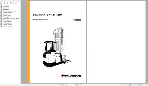 Jungheinrich Forklift ETX 515 XS 121 1250 Spare Parts Manual FN426240 1