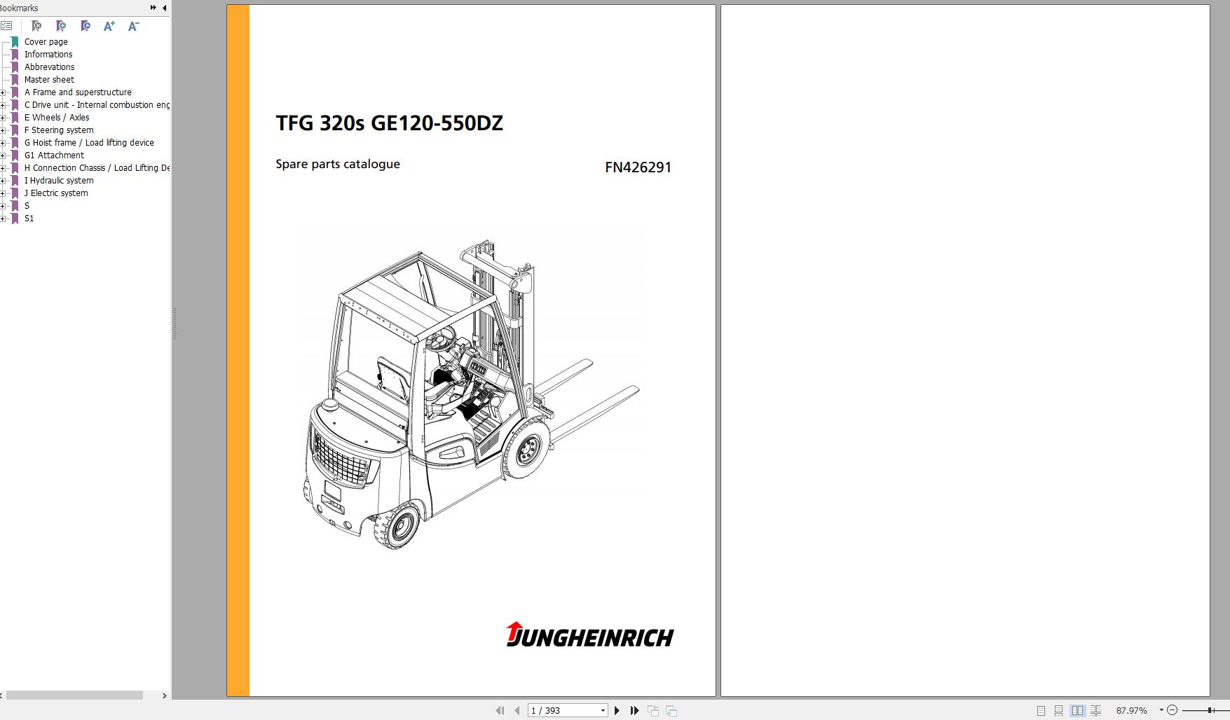 Jungheinrich Forklift TFG 320s GE120 550DZ Spare Parts Manual FN426291 1