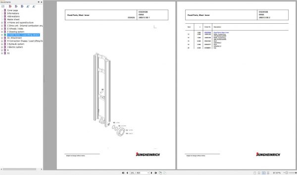 Jungheinrich Forklift TFG 320s GE120 550DZ Spare Parts Manual FN426291 2