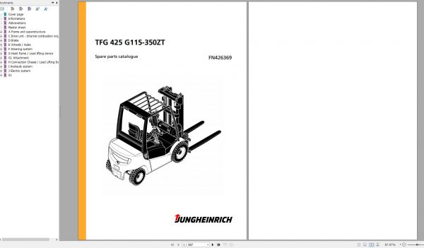 Jungheinrich Forklift TFG 425 G115 350ZT Spare Parts Manual FN426369 1