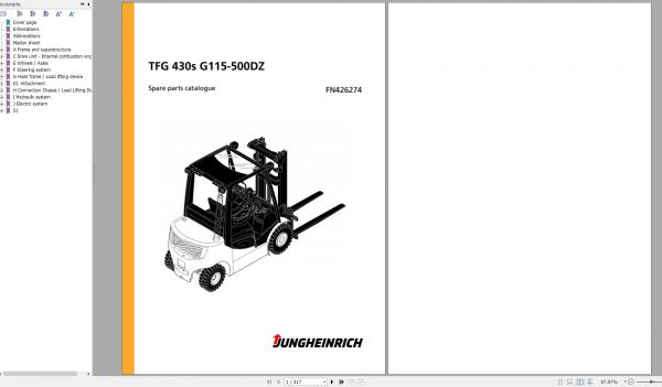 Jungheinrich Forklift TFG 430s G115 500DZ Spare Parts Manual FN426274 1