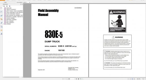 Komatsu Mining Dump Trucks 2.76 GB PDF Updated 2022 Shop Manuals Operator Maintenance Manual 3
